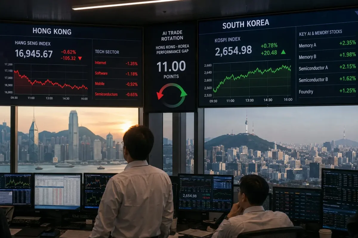 AI Trade Rotation Widens Hong Kong-Korea Performance Gap