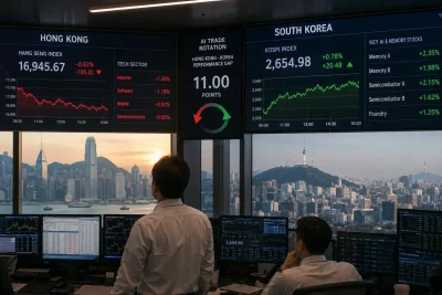 AI Trade Rotation Widens Hong Kong-Korea Performance Gap