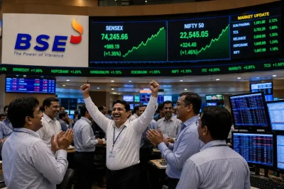 Indian Stocks Rally Over 1,000 Points, But Rupee Weakness Caps Gains