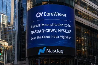 Russell Index Overhaul: CoreWeave Joins Large-Cap, Bloom Energy Ascends